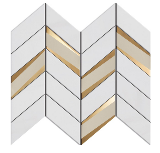 Gold Mirror & Nero Marquina Marble Mosaic Polished 1