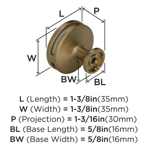 Oberon Zinc & Acrylic Golden Champagne / Frosted Acrylic Cabinet Knob 2