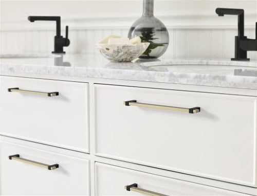 Mulino Zinc Golden Champagne / Matte Black Cabinet Pull 22