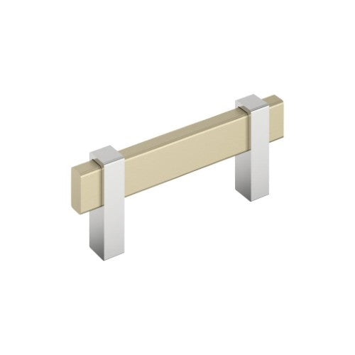 Mulino Zinc Golden Champagne / Polished Chrome Cabinet Pull 1