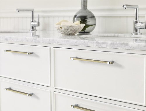Mulino Zinc Golden Champagne / Polished Chrome Cabinet Pull 22