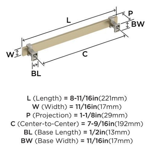 Overton Zinc Golden Champagne / Satin Nickel Cabinet Pull 13