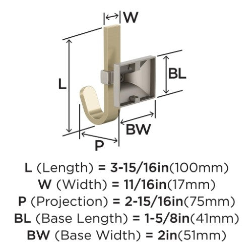 Burbank Zinc Golden Champagne / Satin Nickel Hook 2