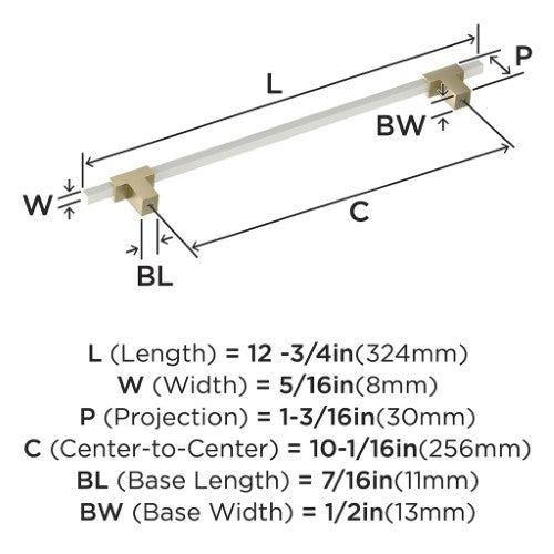 Urbanite Zinc & Aluminum Golden Champagne / White Cabinet Pull 14