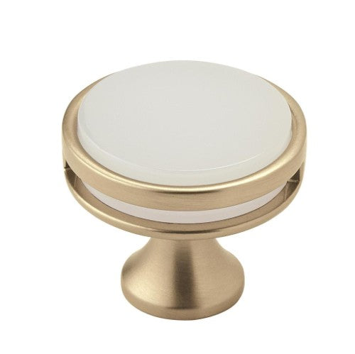 Oberon Zinc & Acrylic Golden Champagne / Frosted Acrylic Cabinet Knob 1
