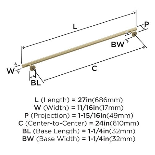 Radius Stainless Steel Golden Champagne Appliance Pull 6