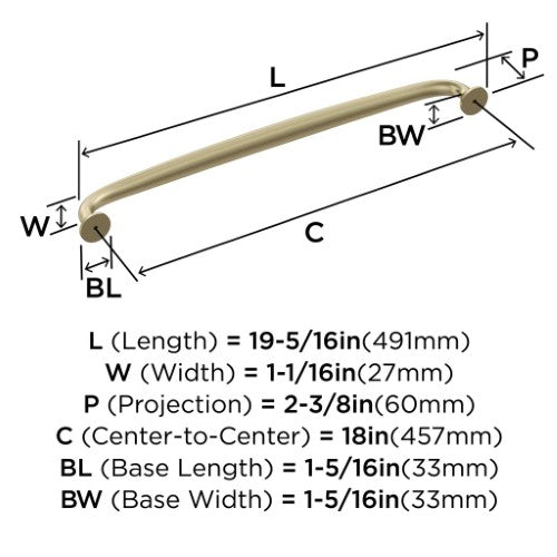 Renown Zinc Golden Champagne Appliance Pull 3