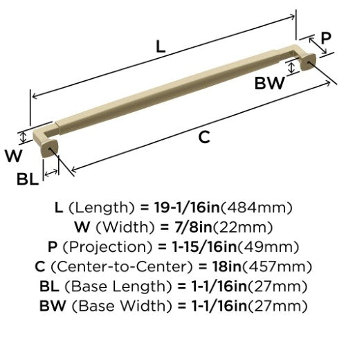 Stature Zinc Golden Champagne Appliance Pull 4