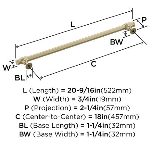 Winsome Zinc Golden Champagne Appliance Pull 5