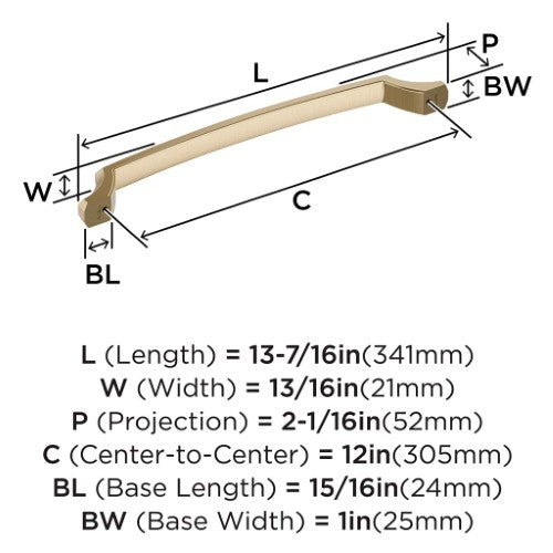Bellamy Zinc Golden Champagne Appliance Pull 3