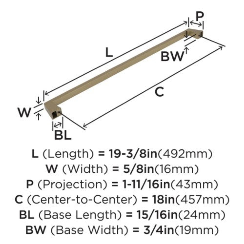 Blackrock Zinc Golden Champagne Appliance Pull 5