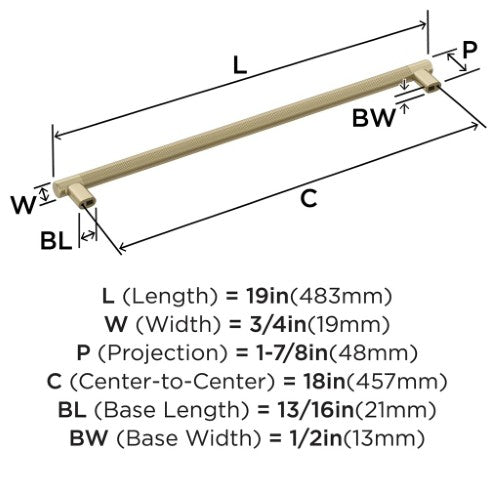 Bronx Zinc & Stainless Steel Golden Champagne Appliance Pull 5