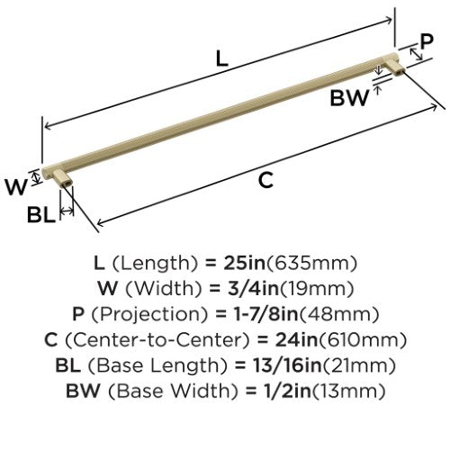 Bronx Zinc & Stainless Steel Golden Champagne Appliance Pull 6