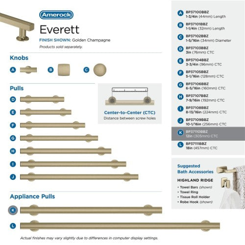 Everett Zinc Golden Champagne Appliance Pull 11