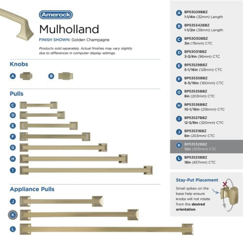 Mulholland Zinc Golden Champagne Appliance Pull 9