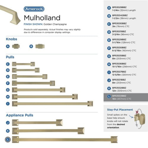 Mulholland Zinc Golden Champagne Appliance Pull 10