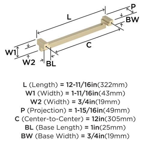 Rockhurst Zinc Golden Champagne Appliance Pull 3