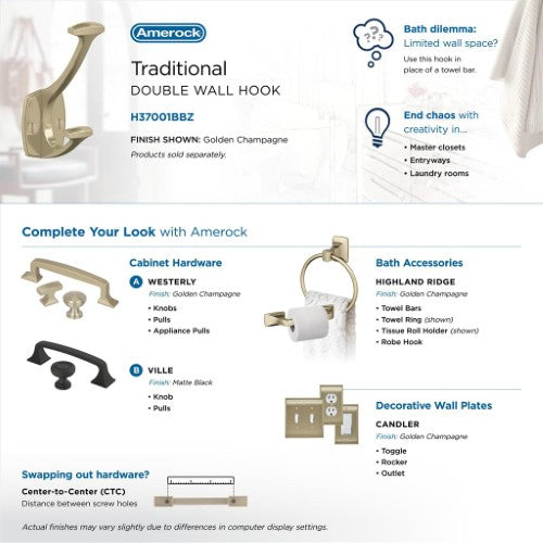 Vicinity Zinc Golden Champagne Hook 8
