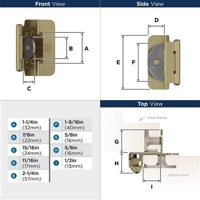 Decorative Hinges Steel Golden Champagne Cabinet Hinge 2