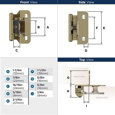 Decorative Hinges Steel Golden Champagne Cabinet Hinge 2
