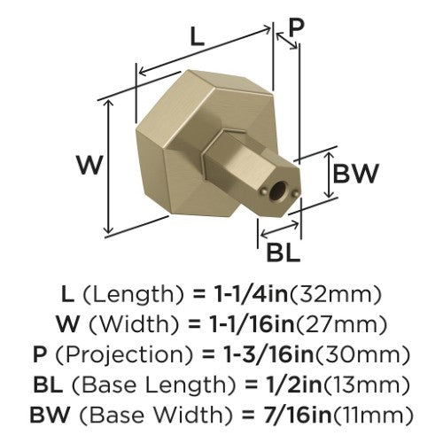 Caliber Zinc Golden Champagne Cabinet Knob 2