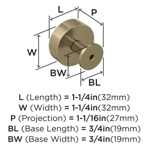 Radius Stainless Steel Golden Champagne Cabinet Knob 2