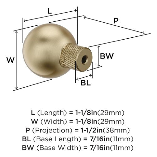 Collet Zinc Golden Champagne Cabinet Knob 2