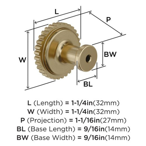 Farewind Zinc Golden Champagne Cabinet Knob 3