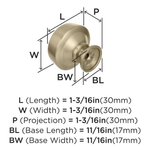 Kane Zinc Golden Champagne Cabinet Knob 3