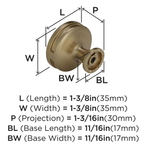 Oberon Zinc Golden Champagne Cabinet Knob 3