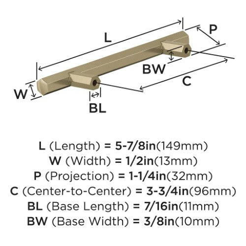 Caliber Zinc Golden Champagne Cabinet Pull 10