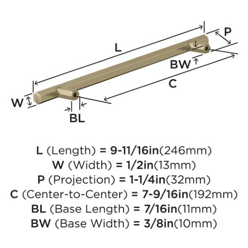 Caliber Zinc Golden Champagne Cabinet Pull 13