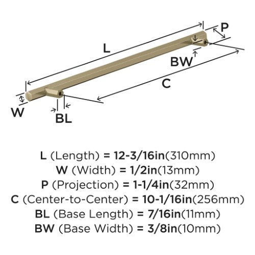 Caliber Zinc Golden Champagne Cabinet Pull 8