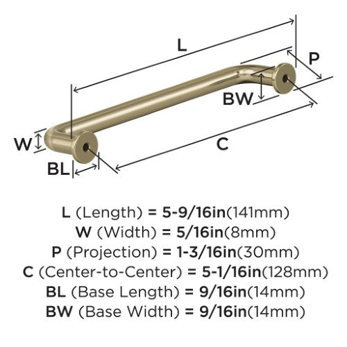 Factor Zinc Golden Champagne Cabinet Pull 11