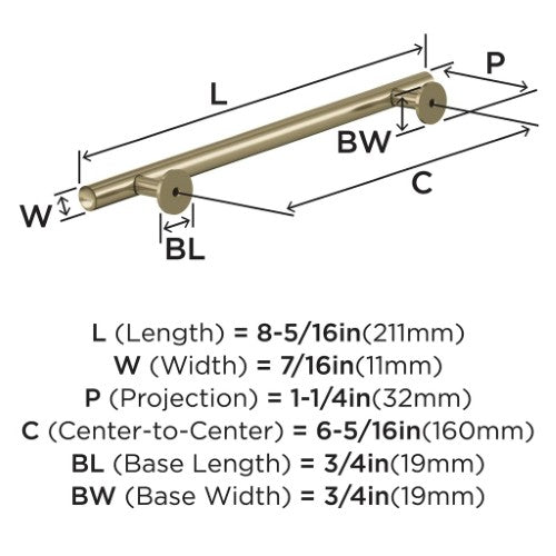 Radius Stainless Steel Golden Champagne Cabinet Pull 12