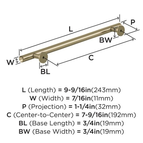 Radius Stainless Steel Golden Champagne Cabinet Pull 13