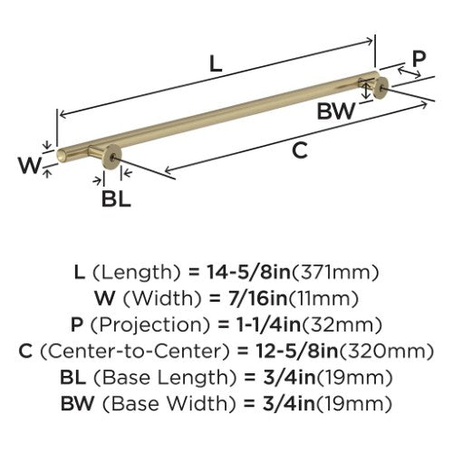 Radius Stainless Steel Golden Champagne Cabinet Pull 15
