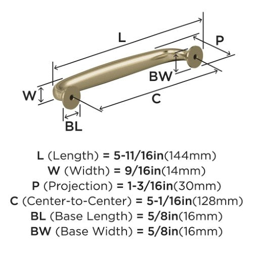 Renown Zinc Golden Champagne Cabinet Pull 10