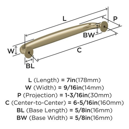 Renown Zinc Golden Champagne Cabinet Pull 11