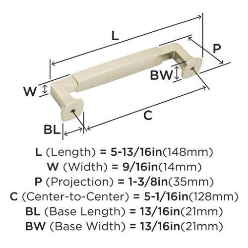 Stature Zinc Golden Champagne Cabinet Pull 11