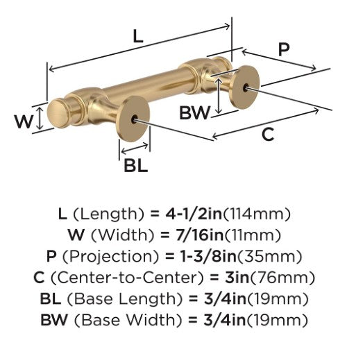 Winsome Zinc Golden Champagne Cabinet Pull 9
