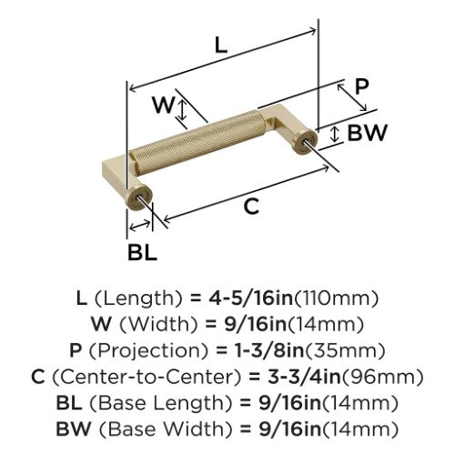 Balata Zinc Golden Champagne Cabinet Pull 12