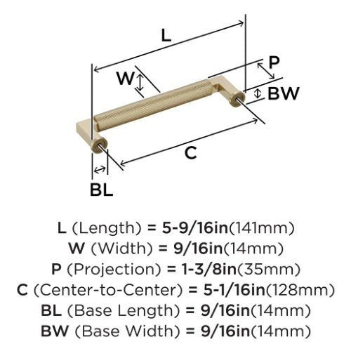 Balata Zinc Golden Champagne Cabinet Pull 13