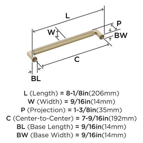 Balata Zinc Golden Champagne Cabinet Pull 15