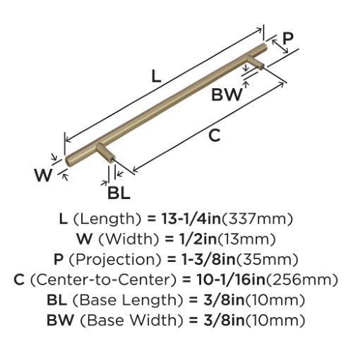 Bar Pulls Carbon Steel Golden Champagne Cabinet Pull 16