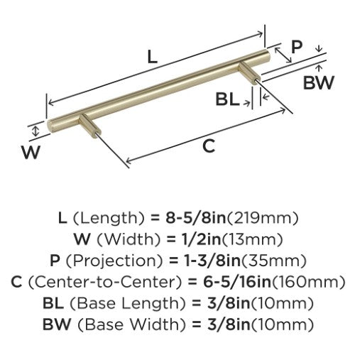 Bar Pulls Carbon Steel Golden Champagne Cabinet Pull 26
