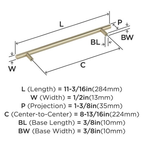 Bar Pulls Carbon Steel Golden Champagne Cabinet Pull 25
