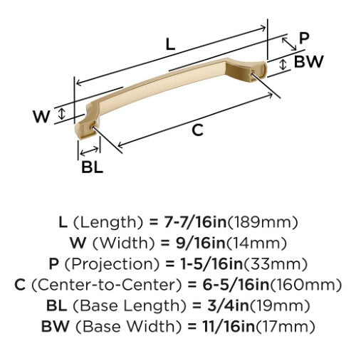 Bellamy Zinc Golden Champagne Cabinet Pull 12