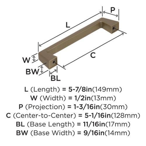 Blackrock Zinc Golden Champagne Cabinet Pull 9