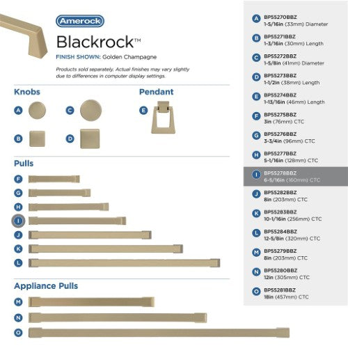 Blackrock Zinc Golden Champagne Cabinet Pull 32